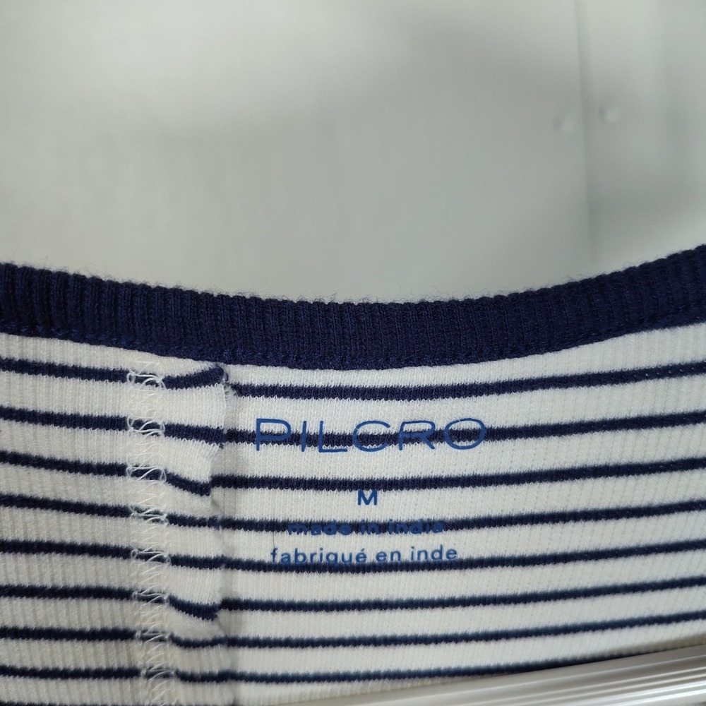 Pilcro Womens Navy White Striped Ruched Front Drawstring Ribbed Tank Top Size M - Picture 7 of 11